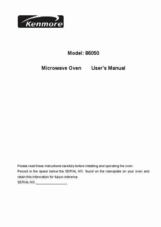 Kenmore Microwave Oven 86050-page_pdf